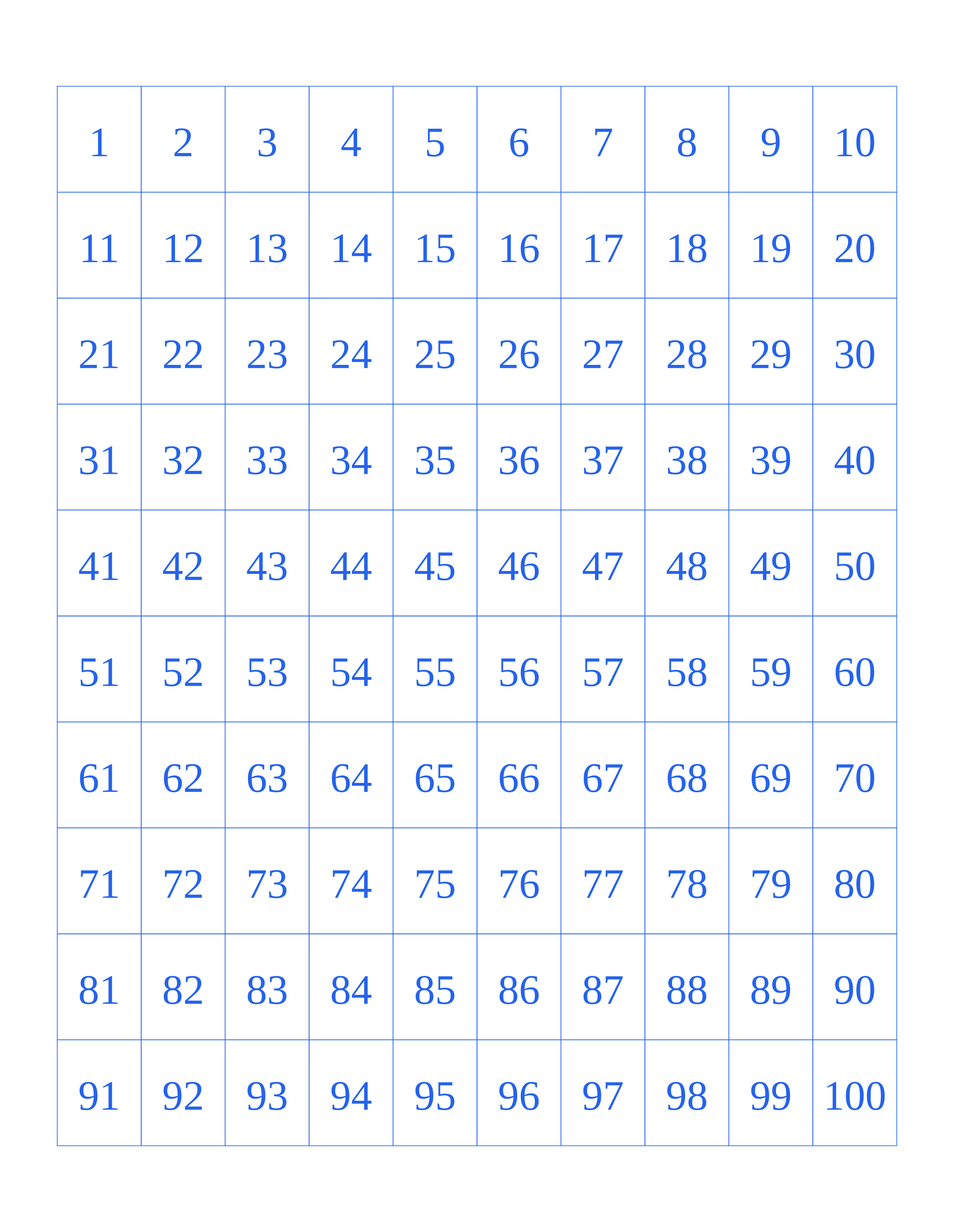 Letter 1/4 Inch Printable Number Grid preview